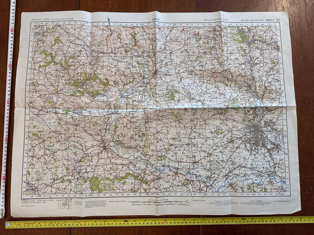 Original WW2 British Army OS Map of Great Britain - Debry - The Militaria Shop