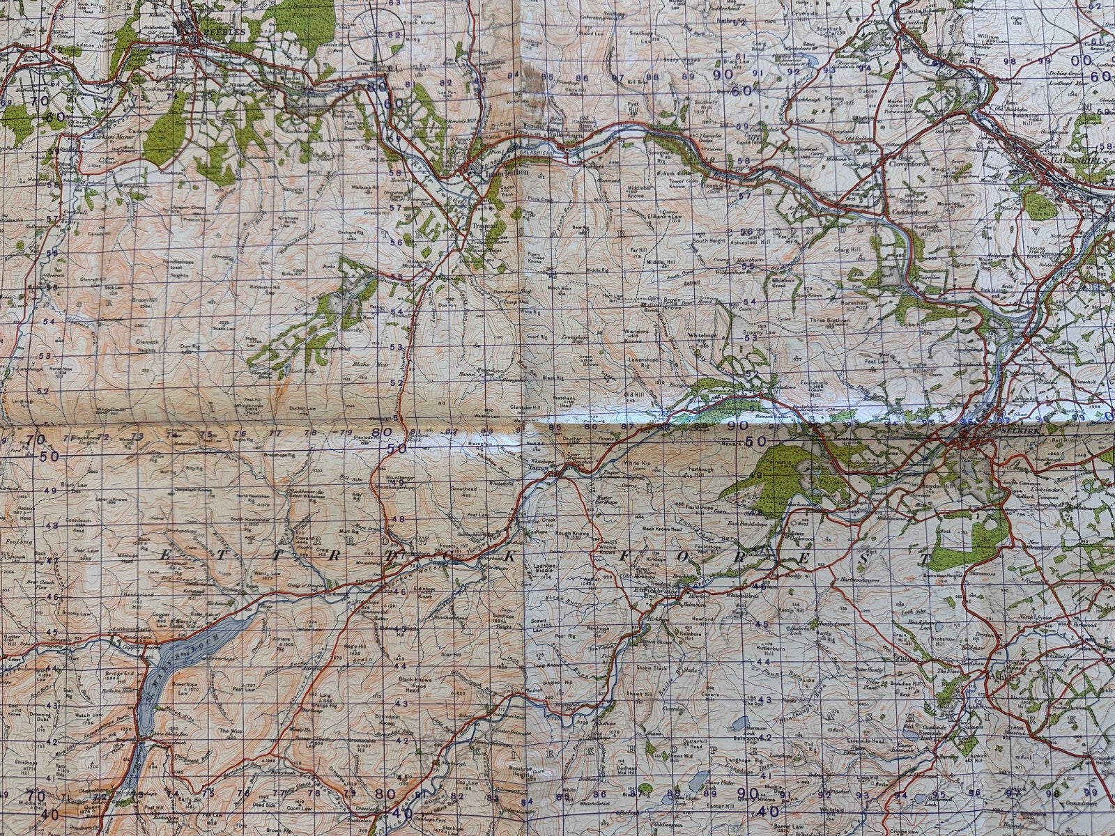 Original WW2 British Army GSGS Map of Scotland - Peebles & Galashiels - The Militaria Shop