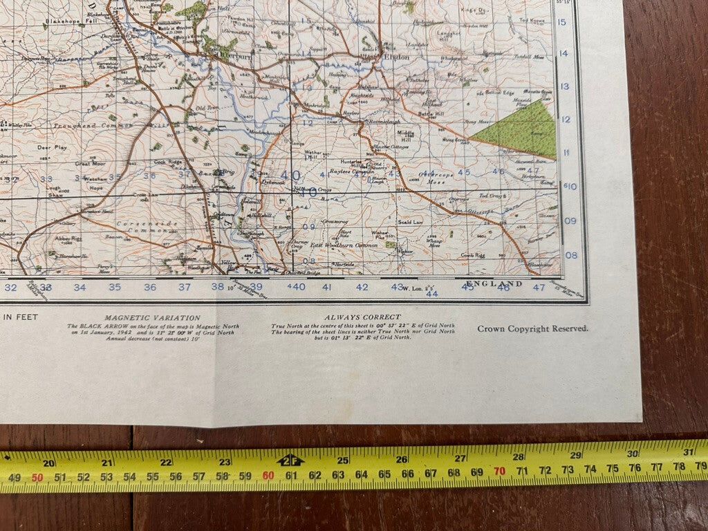 Original WW2 British Army GSGS Map of Scotland - The Cheviot Hills - The Militaria Shop