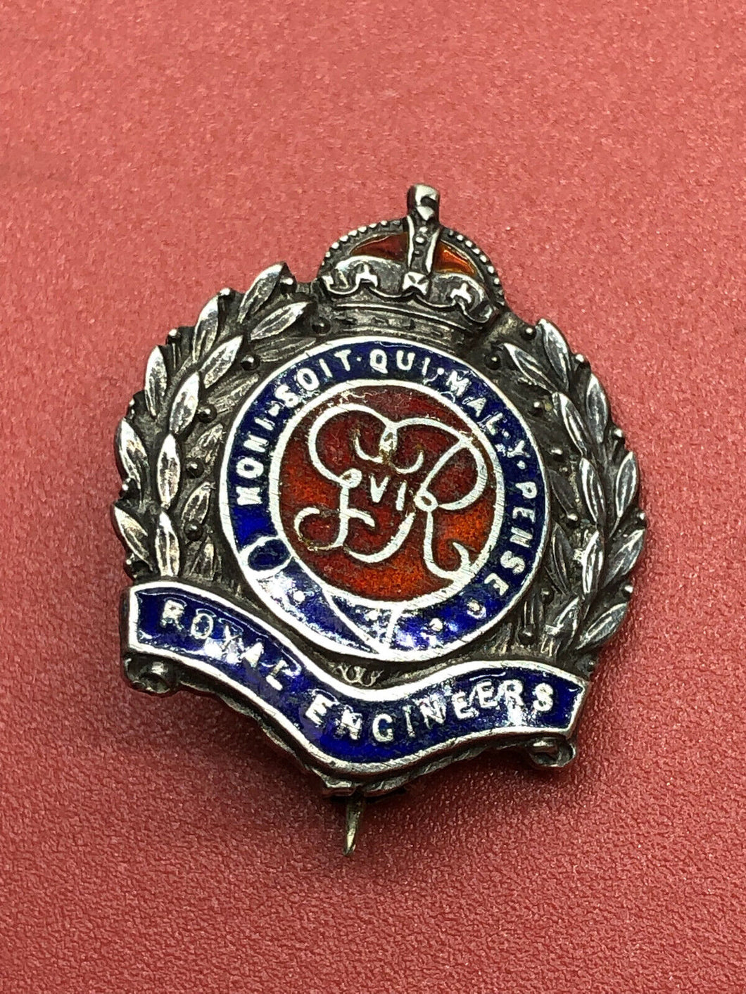 Original WW2 British Army Royal Engineers Enamel Lapel Badge / Sweetheart Brooch