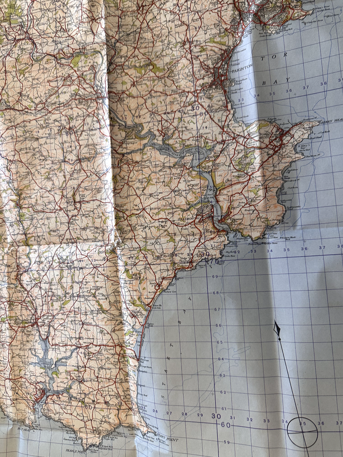 Original WW2 British Army GSGS OS Map of England & Wales - Torquay - The Militaria Shop