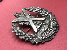 Load image into Gallery viewer, Original WW1 British Cameron Highlanders Sweetheart Brooched Cap Badge
