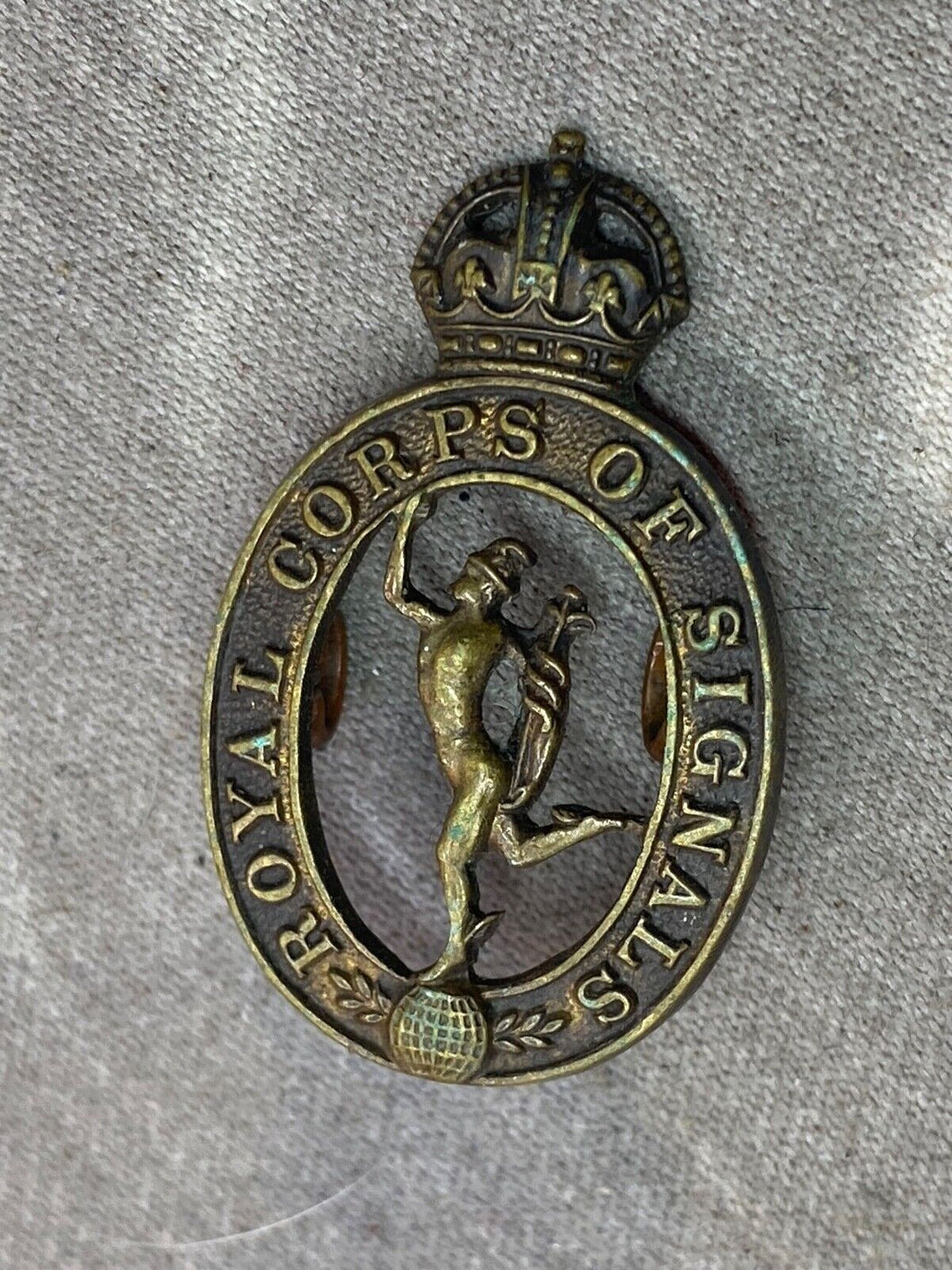 Original WW2 British Army Royal Corps of Signals Officer's Bronze Collar Badge