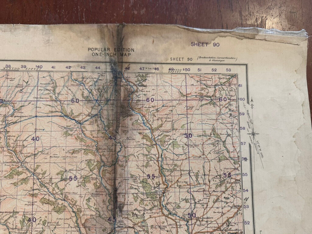 Original WW2 British Army GSGS OS Map of Great Britain - Brecon & Llandovery - The Militaria Shop