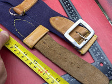 Load image into Gallery viewer, WW2 British Army Hussars Blue Canvas and Leather Belt with Fittings. 30 inch.
