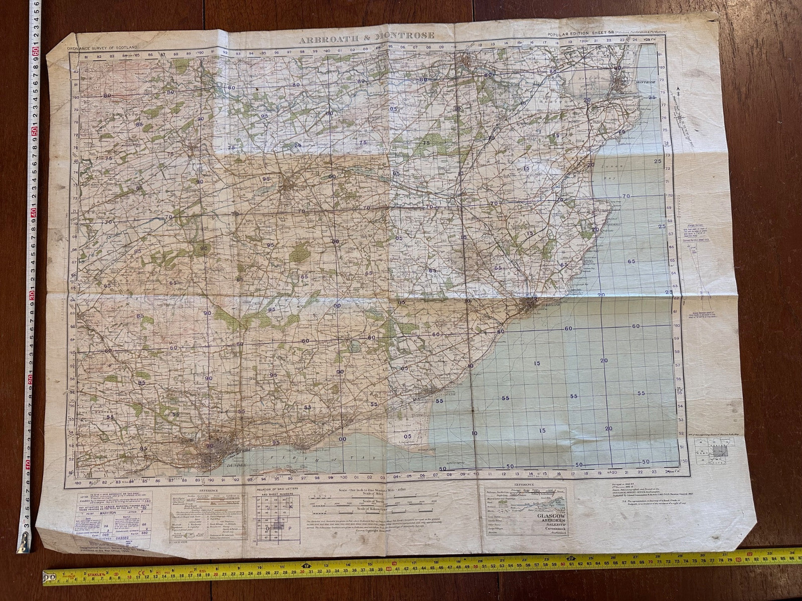 Original WW2 British Army GSGS Map of Scotland - Arbroath & Montrose - The Militaria Shop
