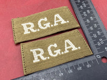 Load image into Gallery viewer, Original WW2 British Army Royal Garrison Artillery RGA Slip On Shoulder Titles.
