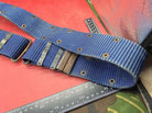 Interesting Large Size Blue Canvas Military Belt in Good Condition - Approx 44" - The Militaria Shop