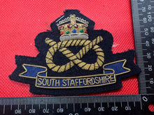 Load image into Gallery viewer, British Army Bullion Embroidered Blazer Badge - South Staffordshire -Kings Crown
