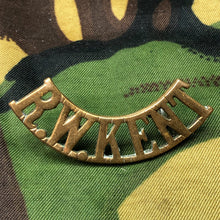 Load image into Gallery viewer, Genuine British Army WW1 Brass Shoulder Title - Royal West Kent - The Militaria Shop

