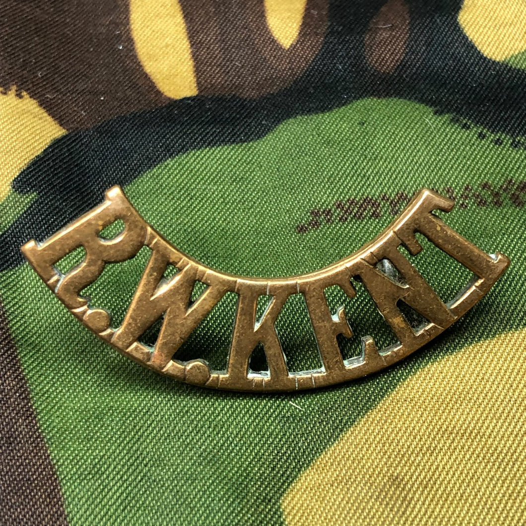 Genuine British Army WW1 Brass Shoulder Title - Royal West Kent - The Militaria Shop