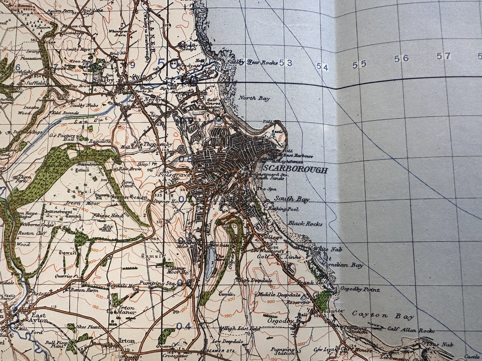 Original WW2 British Army GSGS OS Map of England & Wales - Scarborough - The Militaria Shop