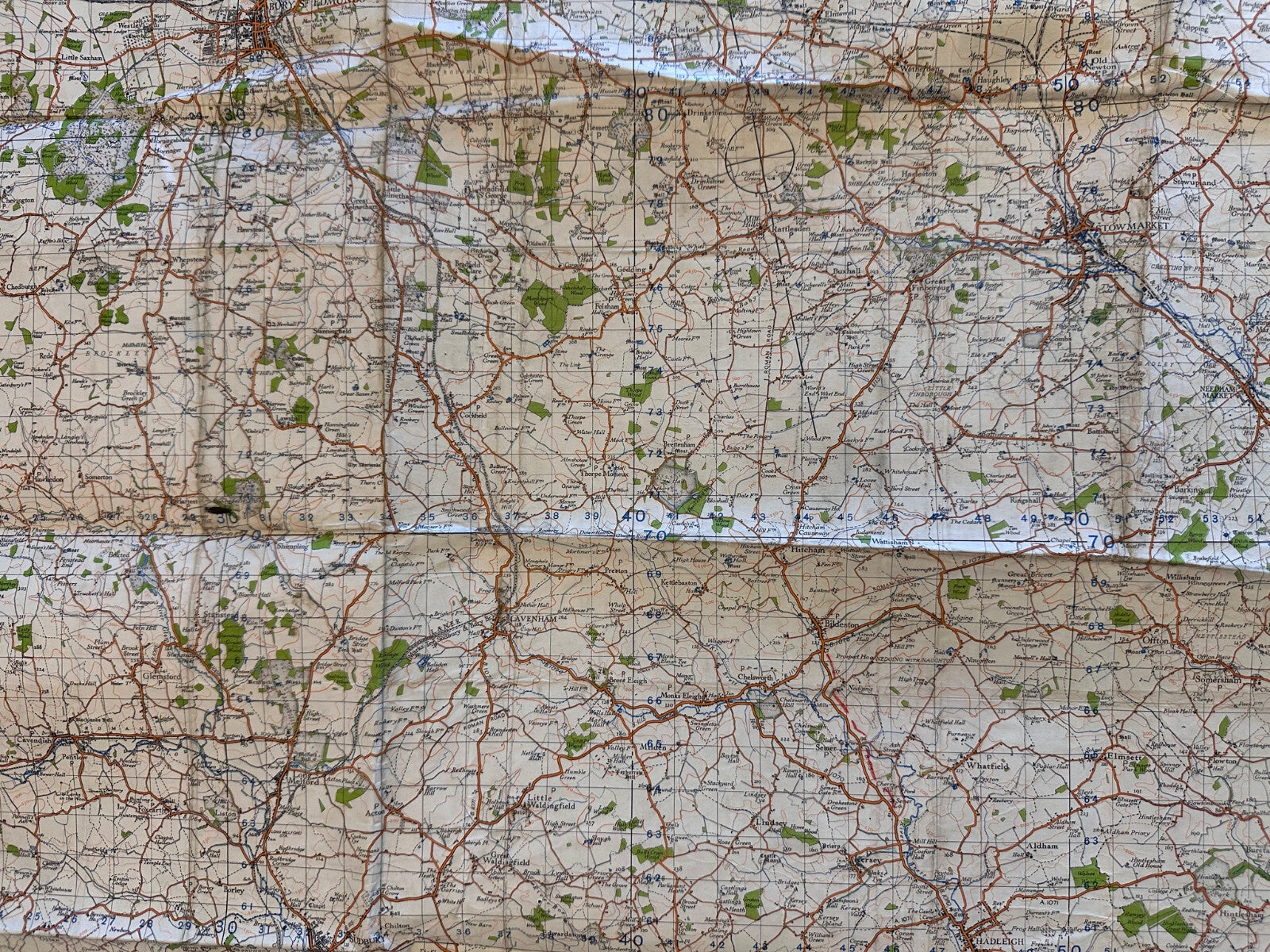 Original WW2 British Army GSGS OS Map of England - Bury St Edmunds & Sudbury - The Militaria Shop