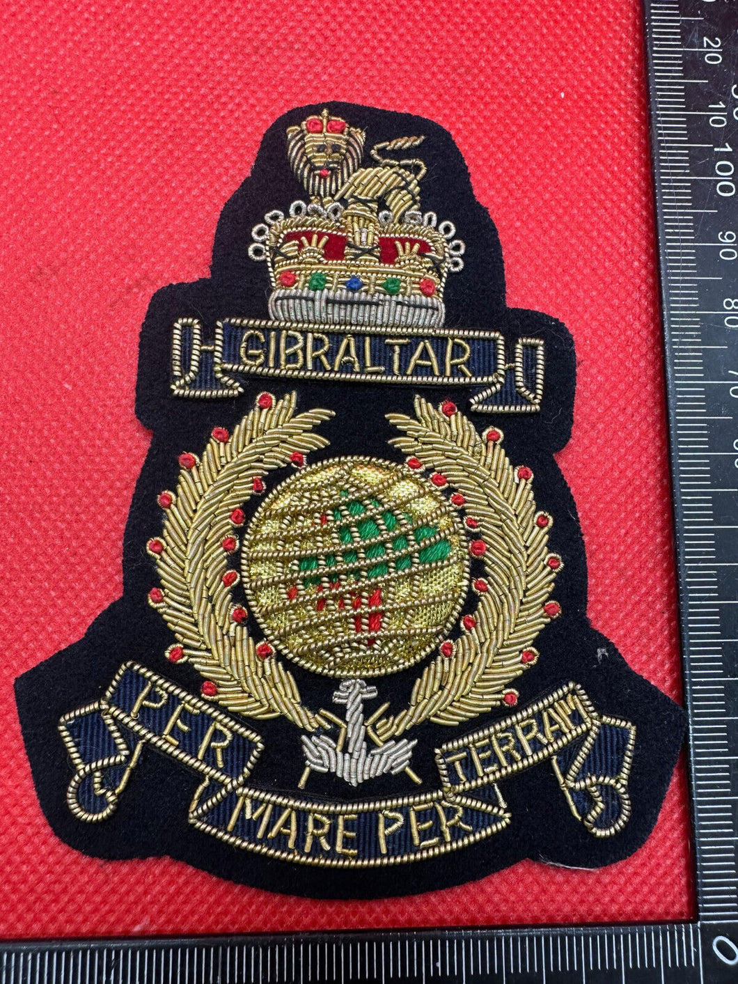 British Army Bullion Embroidered Blazer Badge - Royal Marines - Queen's Crown