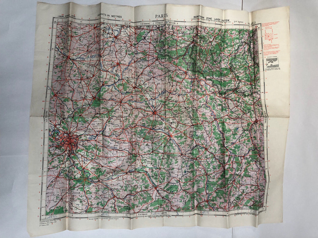 Original WW2 British Army / RAF Map - Paris - France