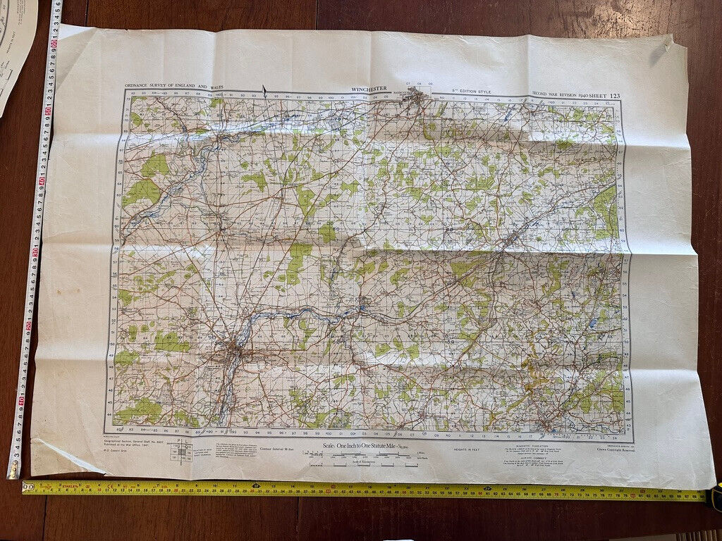 Original WW2 British Army GSGS OS Map of England & Wales - Winchester - The Militaria Shop