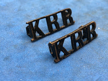 Load image into Gallery viewer, Original WW2 British Army Kings Royal Rifles Corps KRR Brass Shoulder Title
