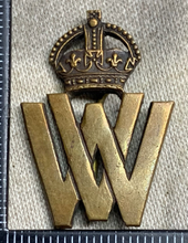 Load image into Gallery viewer, Original WW1 British Issue &#39;WV&#39; Women&#39;s Voluntary War Work Badge by J.R. Gaunt
