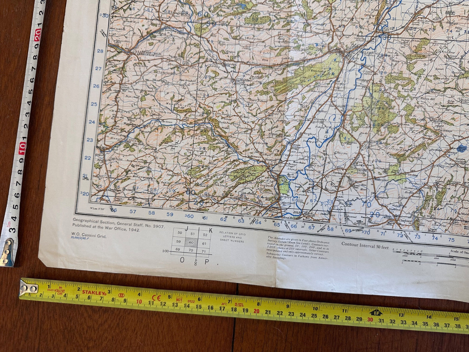 Original WW2 British Army GSGS OS Map Great Britain - Shrewsbury & Welshpool - The Militaria Shop