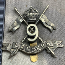 Load image into Gallery viewer, Original WW2 9th Queen&#39;s Royal Lancers British Army Cap Badge
