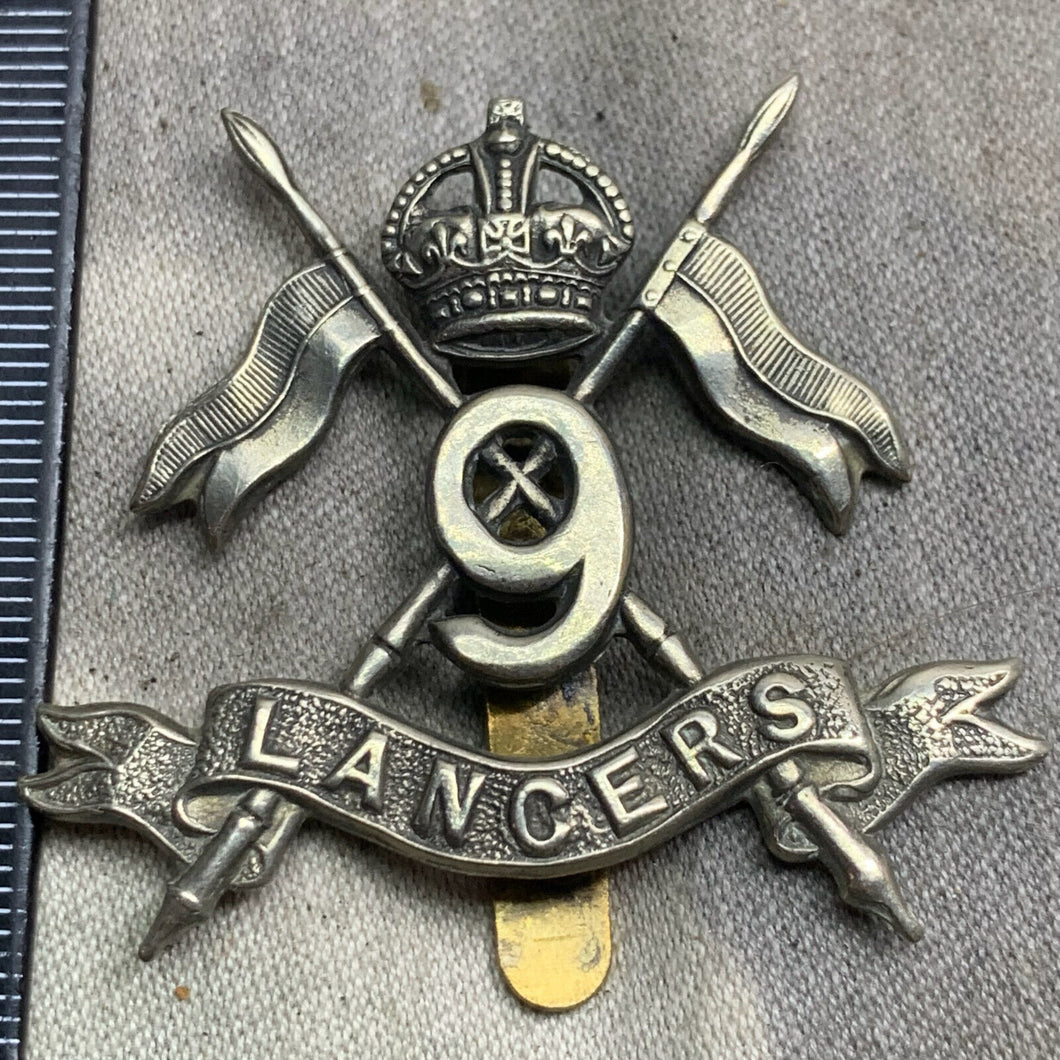 Original WW2 9th Queen's Royal Lancers British Army Cap Badge