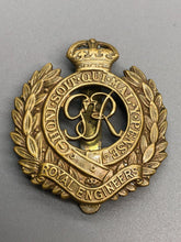 Load image into Gallery viewer, Original WW2 British Army Royal Engineers Brass Cap Badge
