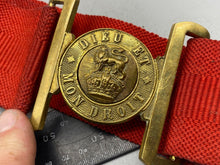 Load image into Gallery viewer, Original British Army WW1 / WW2 Officers Red Belt and Gilt Kings Crown Buckle
