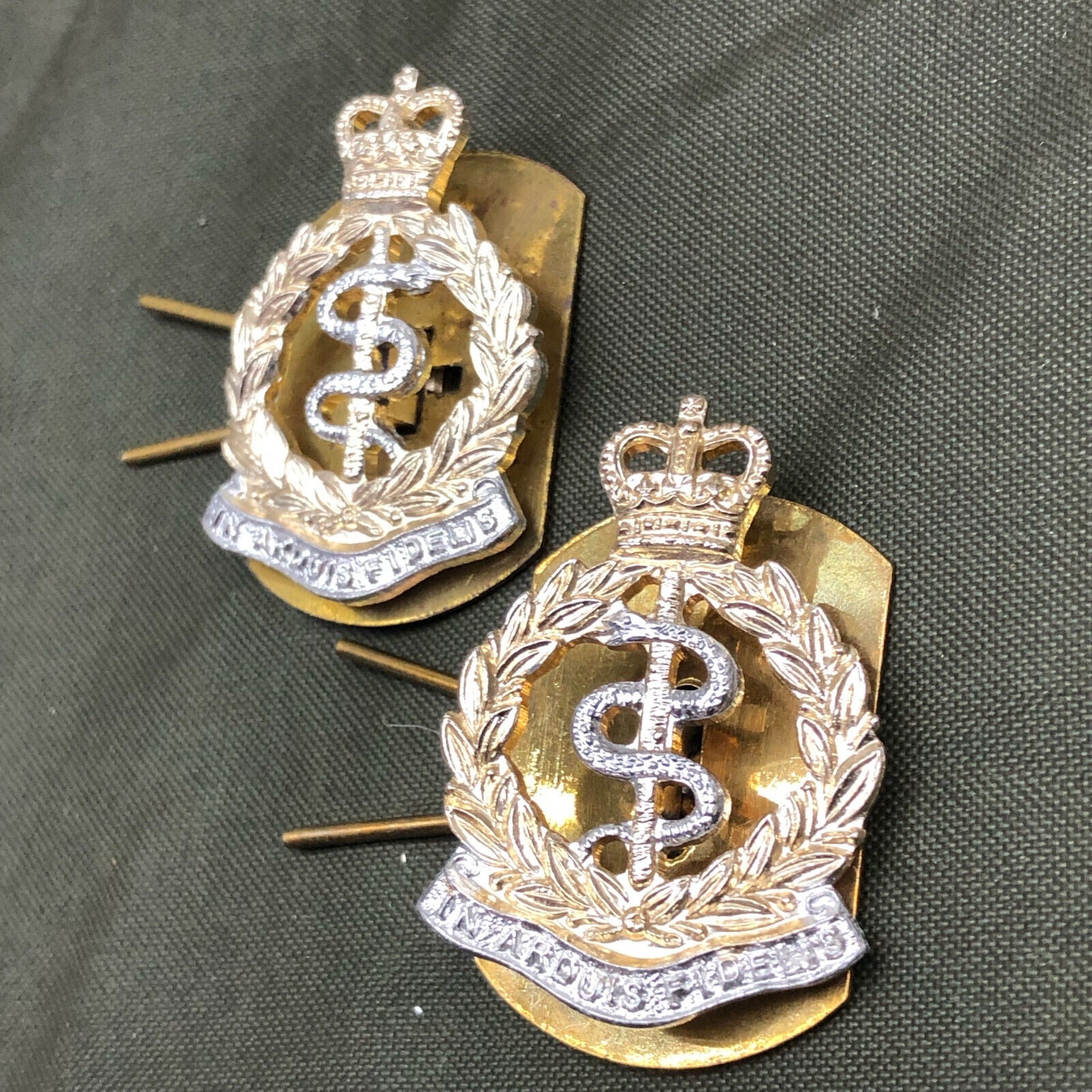 Genuine British Army RAMC Royal Army Medical Corps Collar Badges Pair - The Militaria Shop