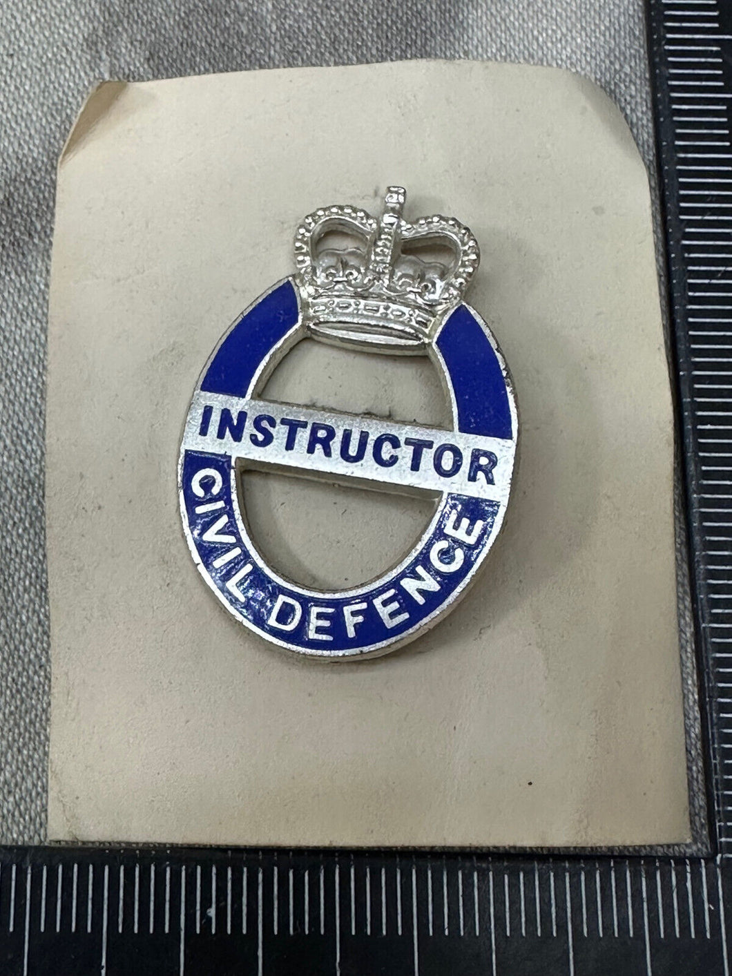 Original British Civil Defence Instructor Button Hole / Lapel Badge - Unissued