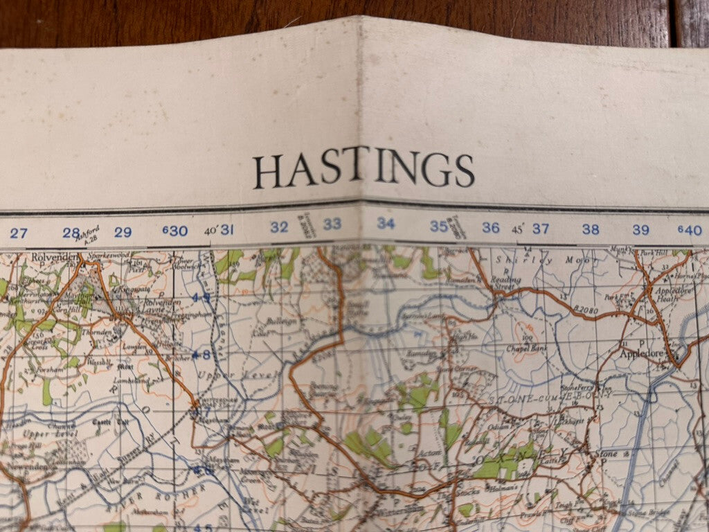 Original WW2 British Army GSGS OS Map of England - Hastings - The Militaria Shop