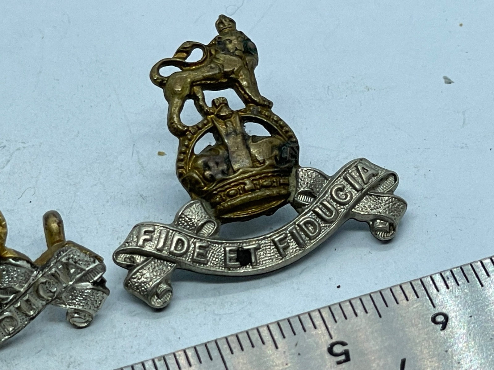 Original British Army Kings Crown Pair of Royal Army Pay Corps Collar Badges - The Militaria Shop
