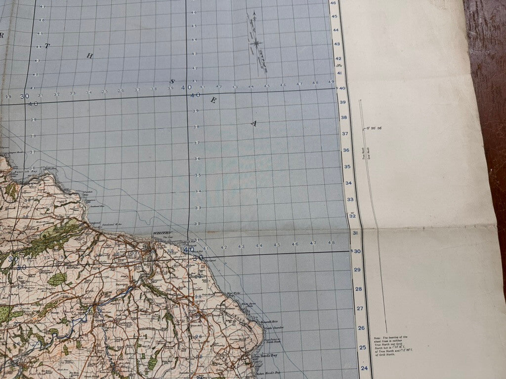 Original WW2 British Army GSGS OS Map of Great Britain - Whitby & Saltburn - The Militaria Shop