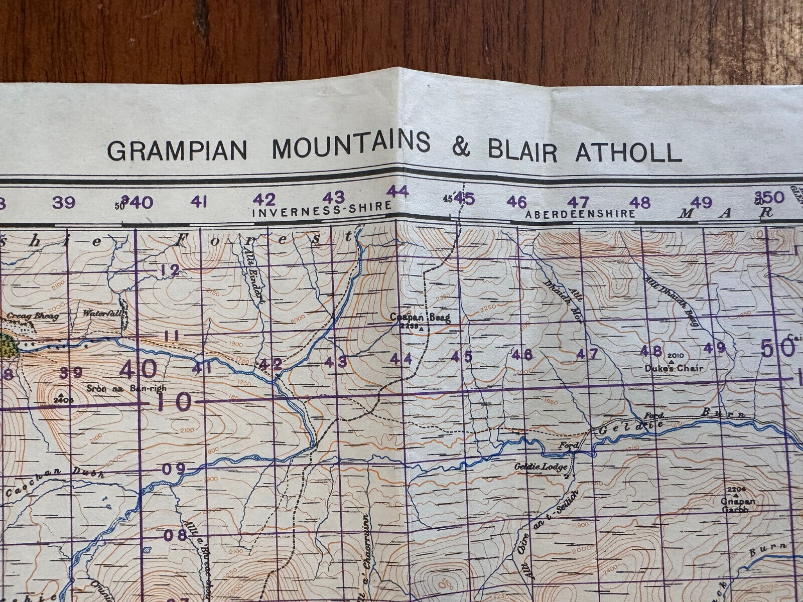 Original WW2 British Army OS Map of Scotland - Grampian Mountains & Blair Atholl - The Militaria Shop