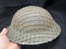 Load image into Gallery viewer, Original WW2 British Army Combat Helmet Complete with Liner &amp; Camouflage Net
