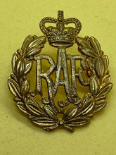 Load image into Gallery viewer, Original WW2 RAF Royal Air Force Brass Queens Crown Cap Badge
