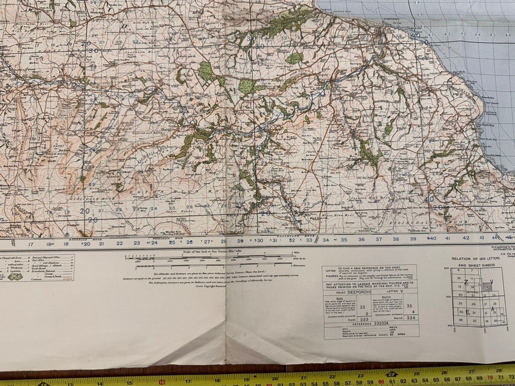 Original WW2 British Army GSGS OS Map of Great Britain - Whitby & Saltburn - The Militaria Shop