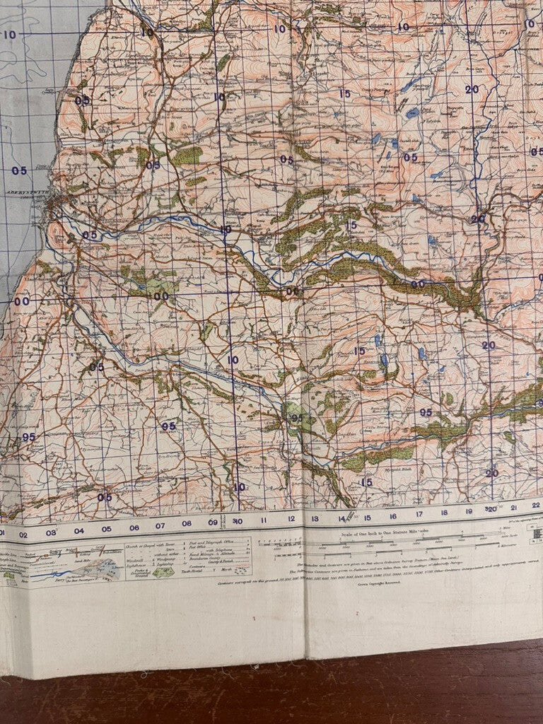 Original WW2 British Army GSGS OS Map of Wales - Barmouth & Aberystwyth - The Militaria Shop