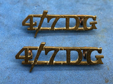 Load image into Gallery viewer, Original WW2 British Army 4th/7th Royal Dragoon Guards Brass Shoulder Title
