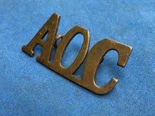 Load image into Gallery viewer, Original WW1 British Army Ordinance Corps Brass Shoulder Title
