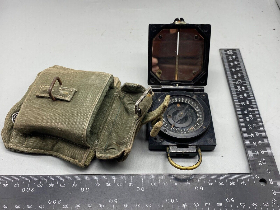 Original WW2 British Army Marching Compass in 44 Pattern Canvas Case