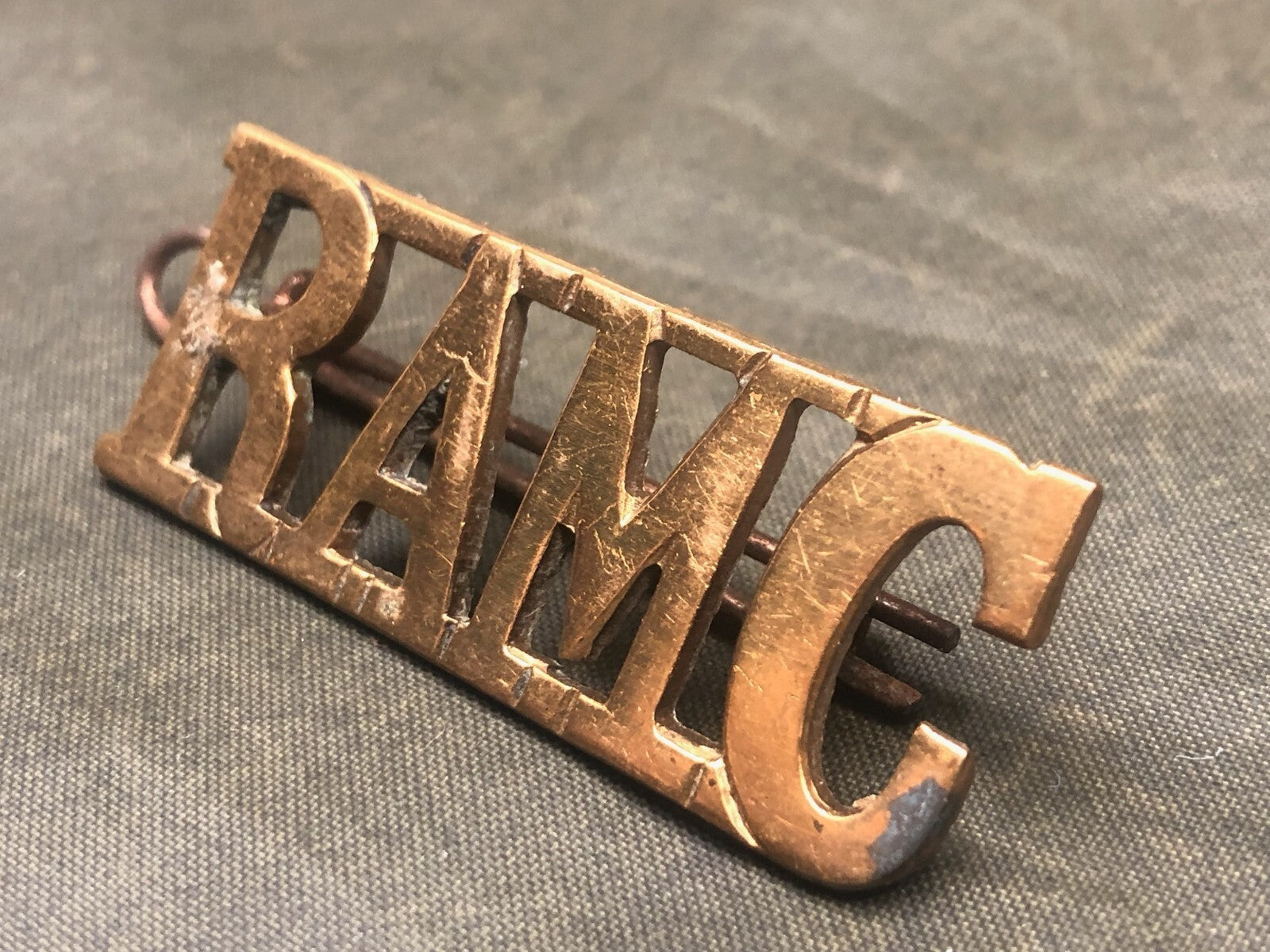 Genuine British Army Brass Shoulder Title - Royal Army Medical Corps - The Militaria Shop