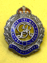 Load image into Gallery viewer, Original WW2 GVI Royal Engineers Silver &amp; Enamel Sweetheart Brooch
