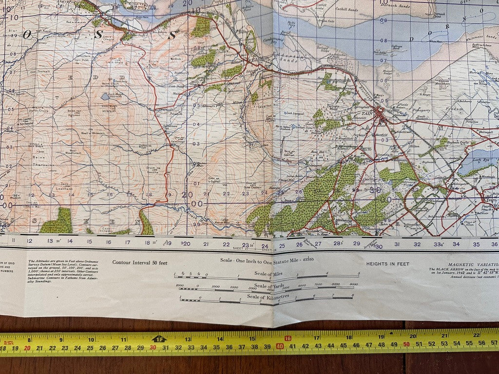 Original WW2 British Army GSGS Map of Scotland - Dornoch - The Militaria Shop