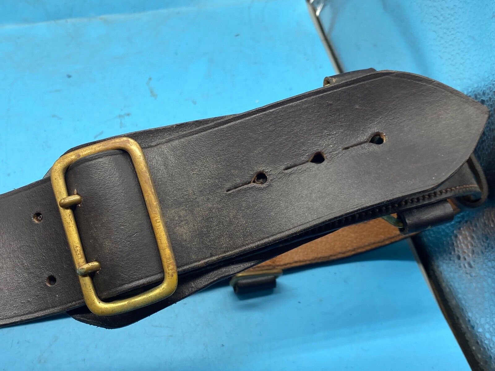 Original British Army Officer's Sam Browne Leather Belt - Approx 36" Waist - The Militaria Shop