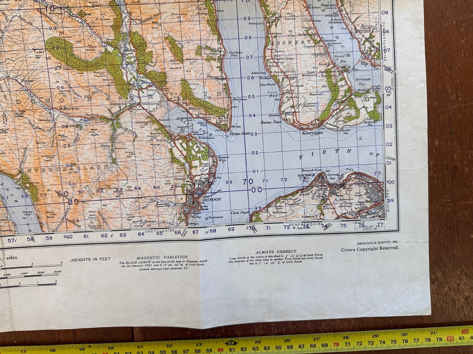 Original WW2 British Army GSGS Map of Scotland - Dunoon & Loch Fyne - The Militaria Shop