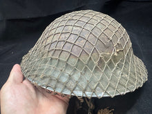 Load image into Gallery viewer, Original WW2 British Army Combat Helmet Complete with Liner &amp; Camouflage Net
