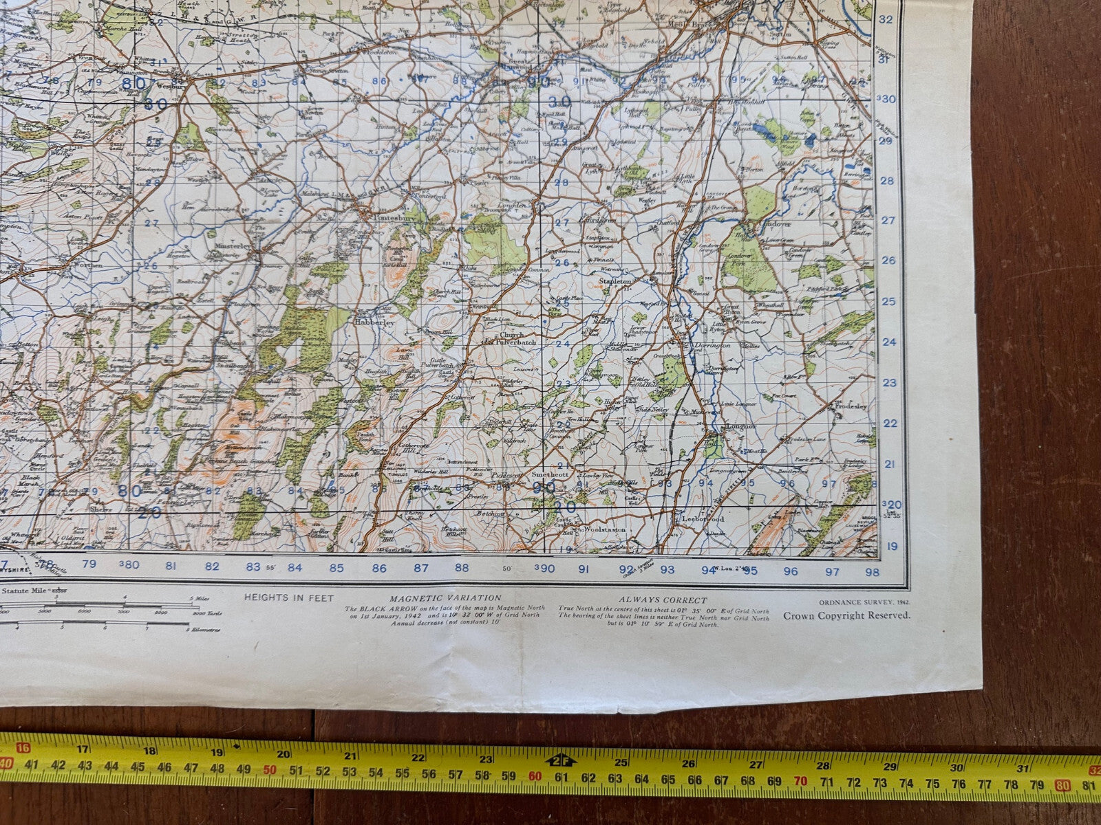 Original WW2 British Army GSGS OS Map Great Britain - Shrewsbury & Welshpool - The Militaria Shop