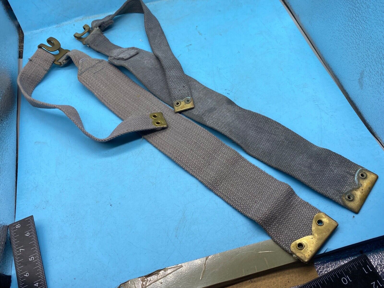 Original Pair of WW2 British Royal Air Force 37 Pattern RAF Blue Canvas L-Straps - The Militaria Shop