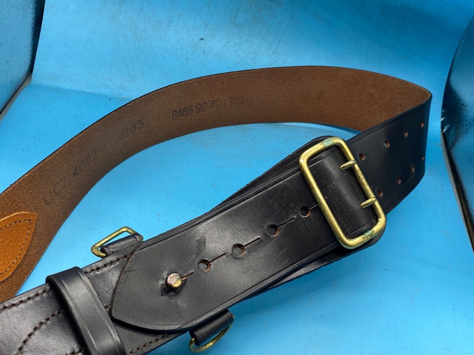 Original British Army Officer's Sam Browne Leather Belt - Approx 38" Waist - The Militaria Shop
