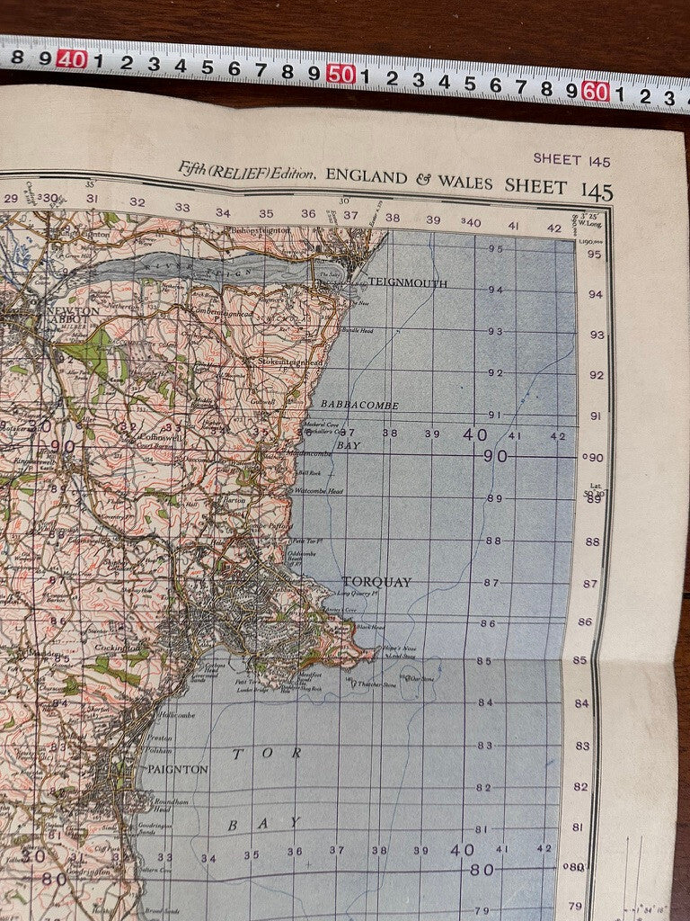 Original WW2 British Army GSGS OS Map of England - Torquay - The Militaria Shop